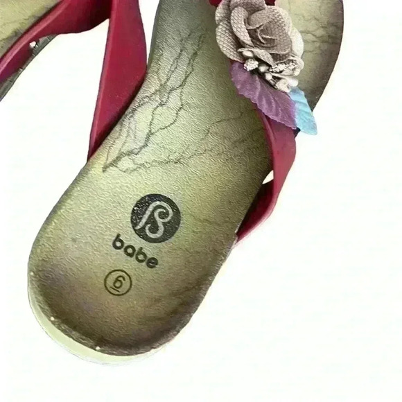 BABE Woman Slide Summer Sandals with Flowers Size 6 - Picture 4 of 6